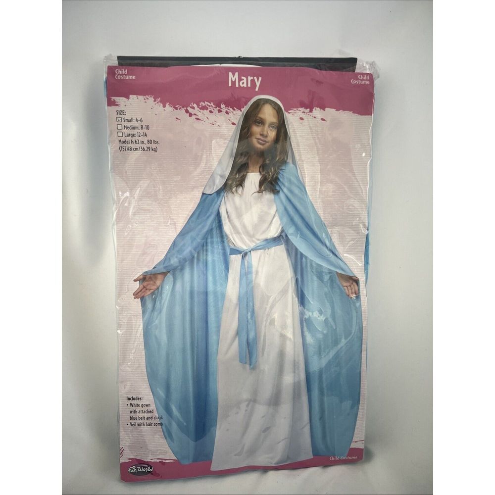 Amscan Mother Mary Childs  Small 4 - 6 Costume - New in Package